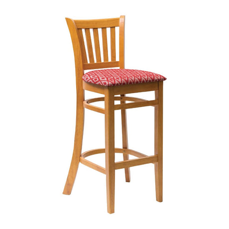Manhattan Soft Oak Bar Chair with Red Diamond Padded Seat - FT434 Faux Leather Bar Stools Everyday   