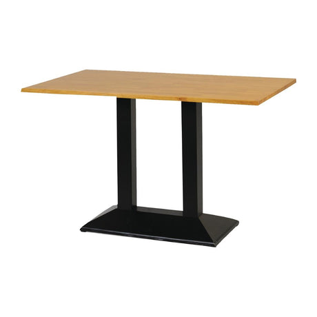 Turin Metal Base Pedestal Rectangle Table with Soft Oak Top 1200x700mm - FT504 Wooden Tables Everyday   