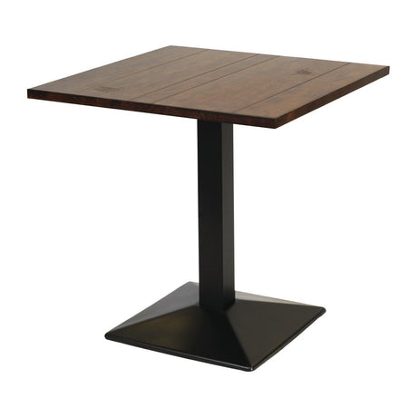 Turin Metal Base Pedestal Square Table with Vintage Top 760x760mm - FT512 Wooden Tables Everyday   