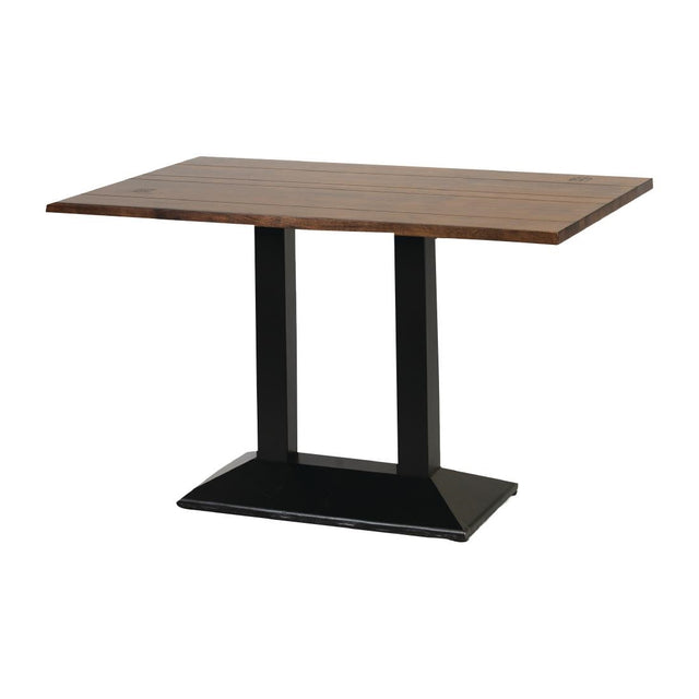 Turin Metal Base Pedestal Rectangle Table with Vintage Top 1200x760mm - FT515 Wooden Tables Everyday   