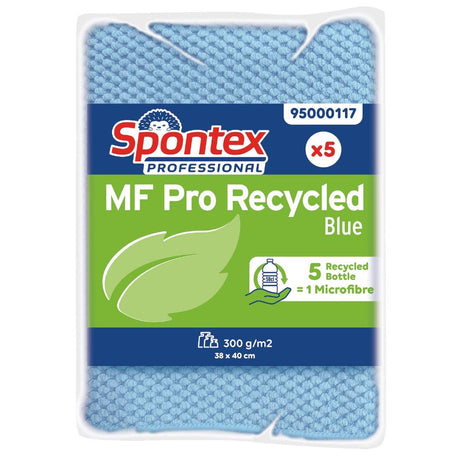 Spontex MF Pro Recycled Microfibre Cloth Blue (Pack of 5) - FT632  Spontex   