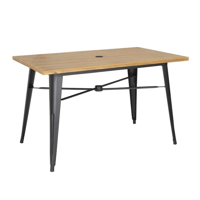 Bolero Complete Outdoor Aluminium Table Light Wood Effect Finish 120x76x76cm - FT954 Wooden Tables Bolero   