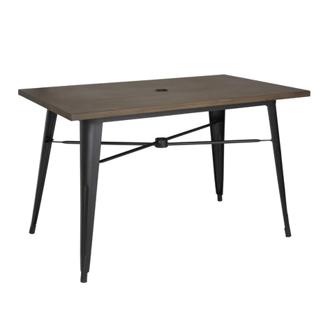 Bolero Complete Outdoor Aluminium Table 120x76x76cm - Dark Wood Effect Finish - FT955 Wooden Tables Bolero   