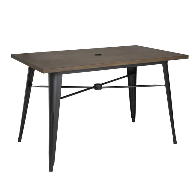 Bolero Complete Outdoor Aluminium Table 120x76x76cm - Dark Wood Effect Finish - FT955 Wooden Tables Bolero   