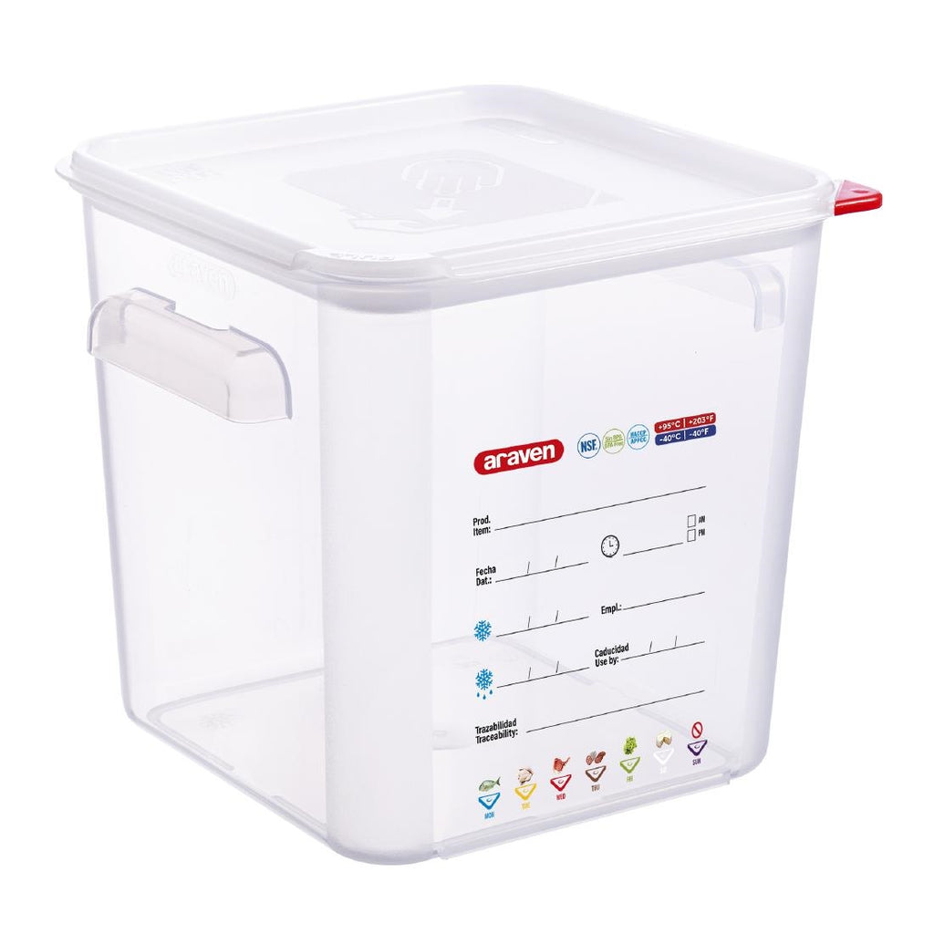 Araven Squared Transparent Polypropylene Container with Lid 8Ltr - FU103  Araven   