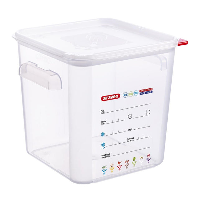 Araven Squared Transparent Polypropylene Container with Lid 8Ltr - FU103  Araven   