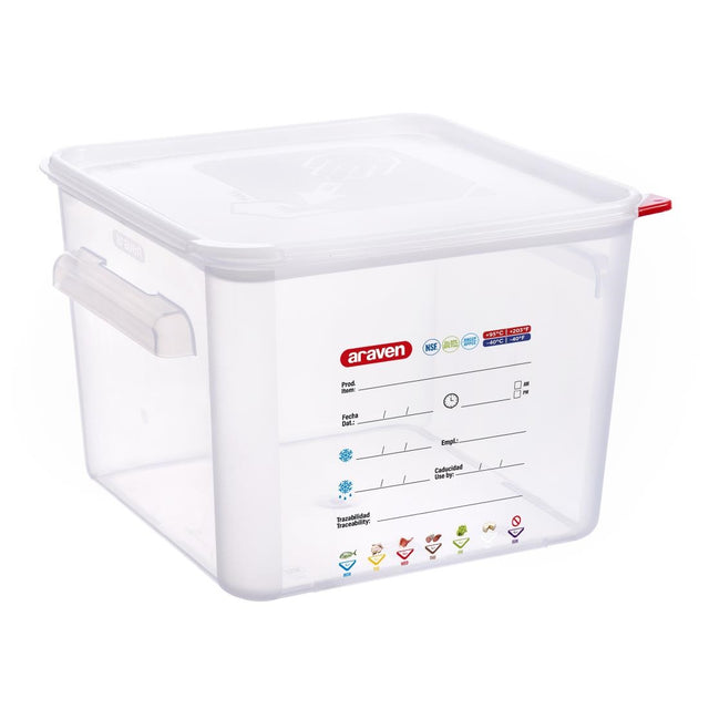 Araven Squared Transparent Polypropylene Container with Lid 12Ltr - FU104  Araven   