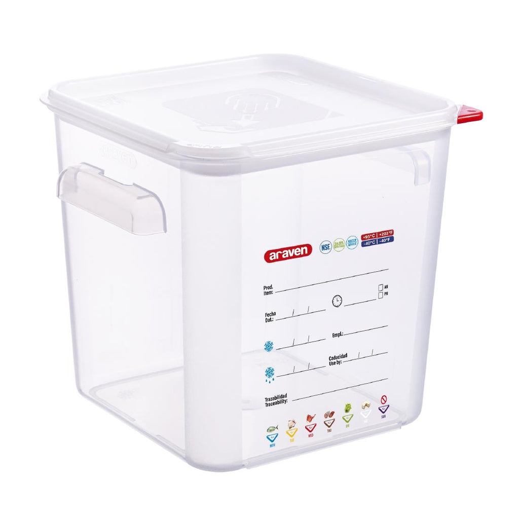Araven Squared Transparent Polypropylene Container with Lid 18Ltr - FU105  Araven   