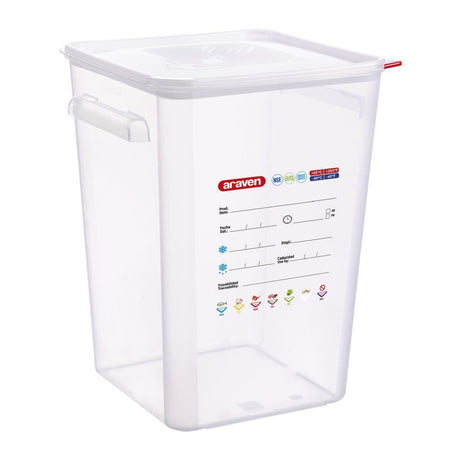 Araven Squared Transparent Polypropylene Container with Lid 22Ltr - FU106  Araven   