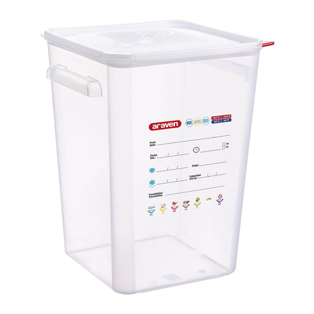 Araven Squared Transparent Polypropylene Container with Lid 22Ltr - FU106  Araven   