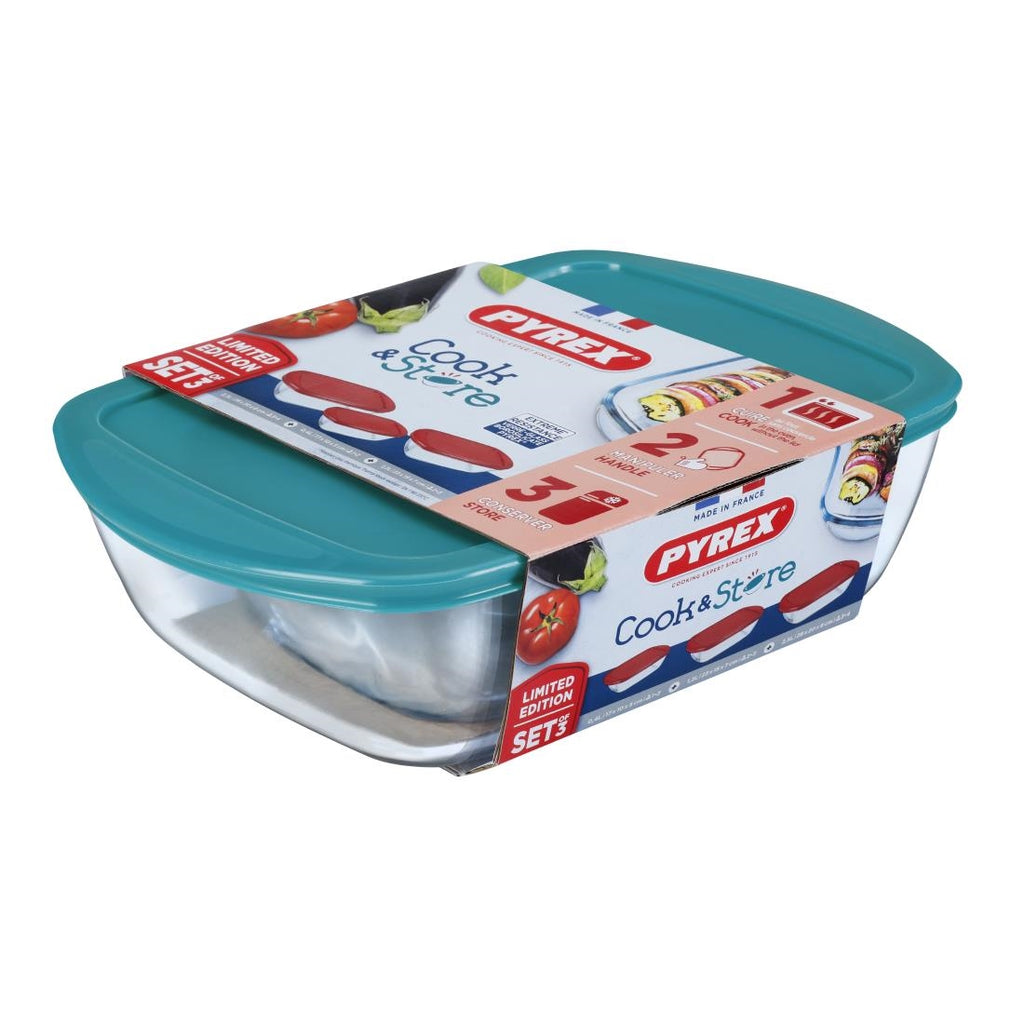 Pyrex Cook & Store 3 Piece Set 0.4Ltr & 1.1Ltr & 2.5Ltr - FU126  Pyrex   
