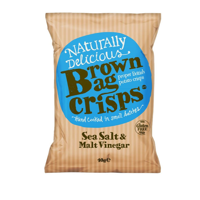 Brown Bag Crisps Sea Salt and Malt Vinegar 40g (Pack of 20) - FU430  Brown Bag Crisps   
