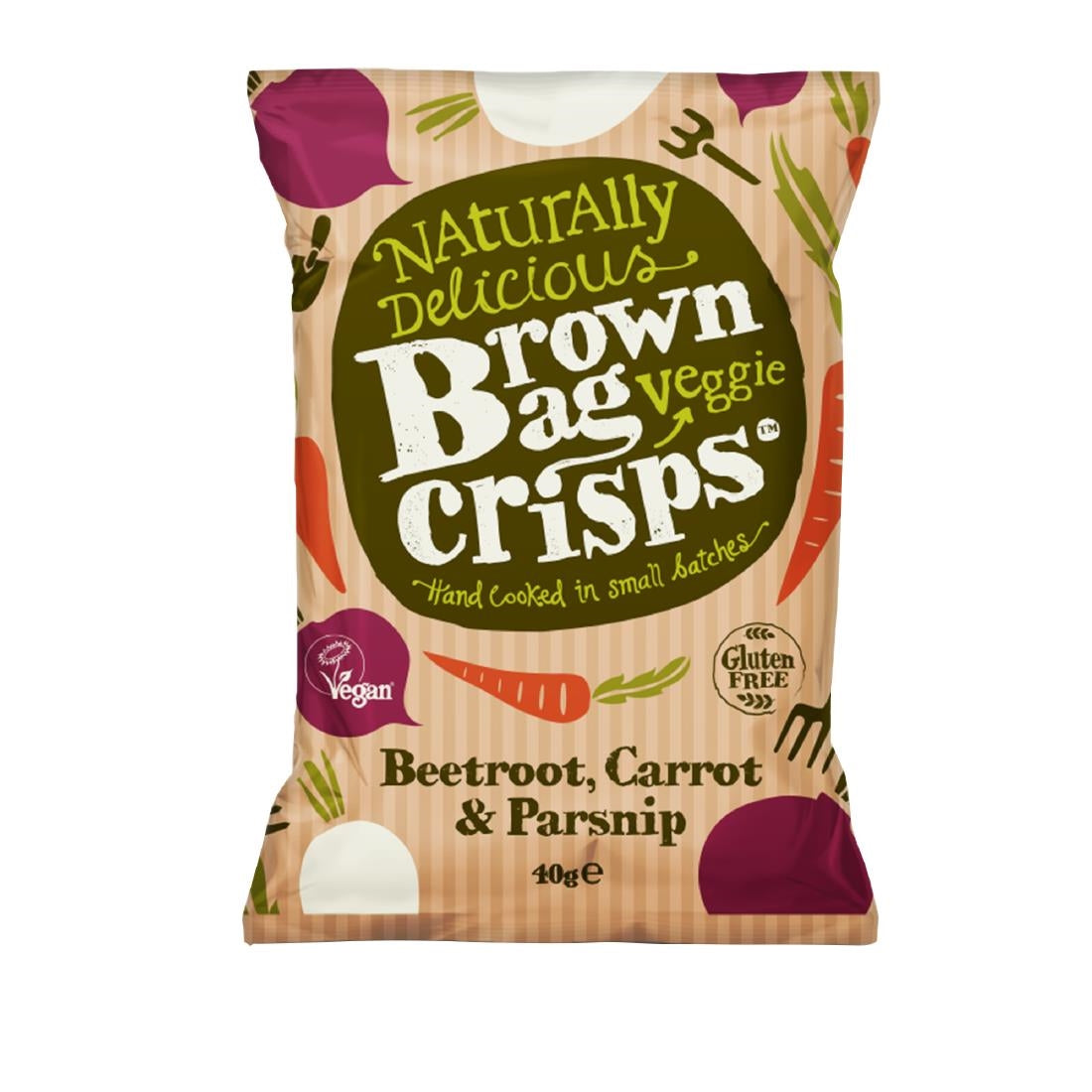 Brown Bag Crisps Lightly Salted Veggie Crisps 40g (Pack of 15) - FU436  Brown Bag Crisps   