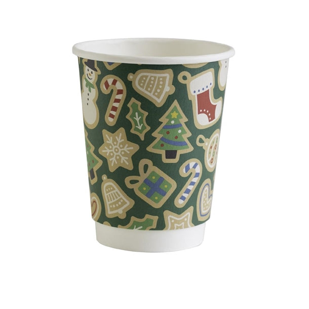 Vegware Double Wall Green Christmas Cup 89-Series 12oz (Pack of 500) - FU459 Disposable Cups Vegware   