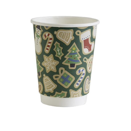 Vegware Double Wall Green Christmas Cup 89-Series 12oz (Pack of 500) - FU459 Disposable Cups Vegware   