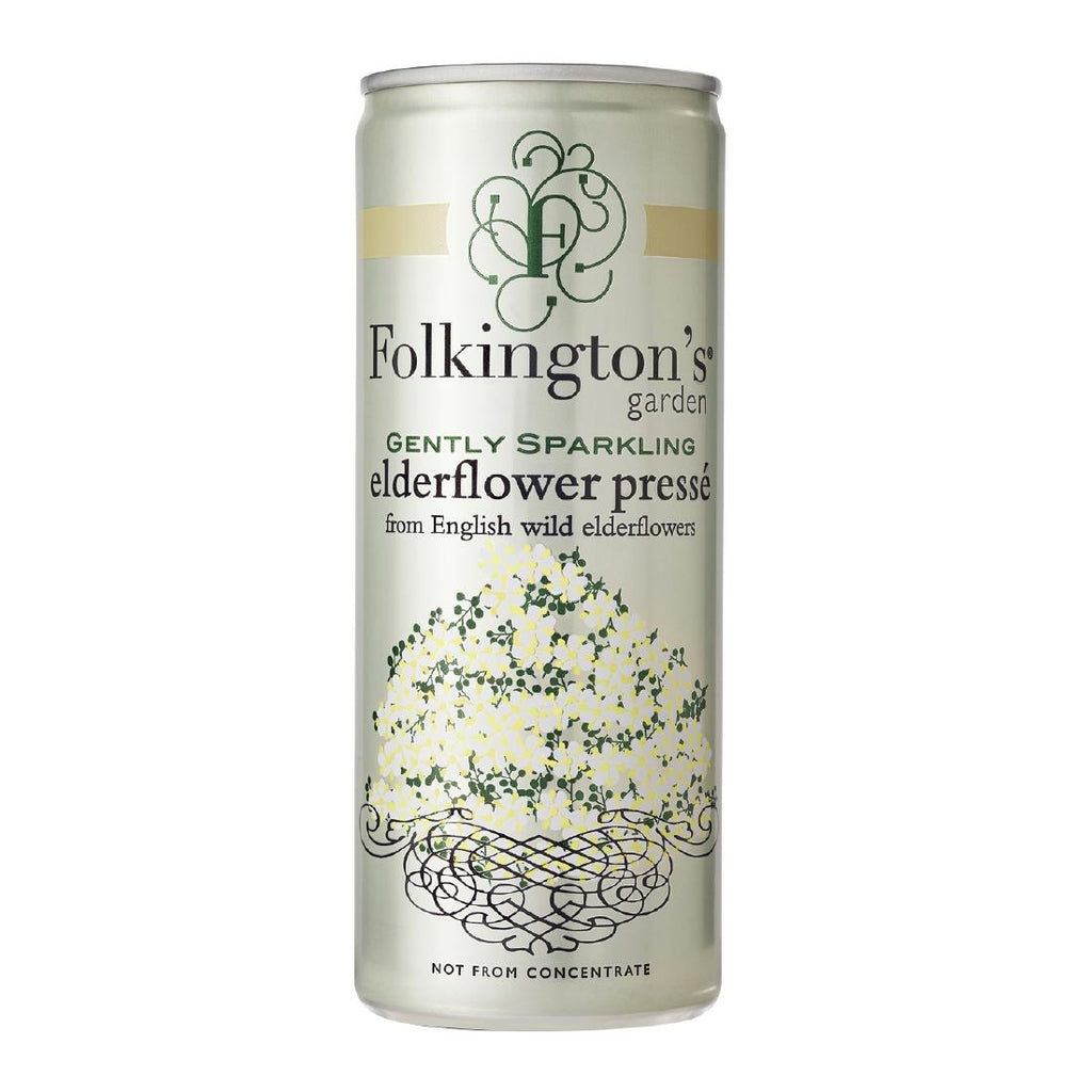 Folkington's Sparkling Drinks Elderflower Can 250ml (Pack of 12) - FU468  Folkington's Garden   