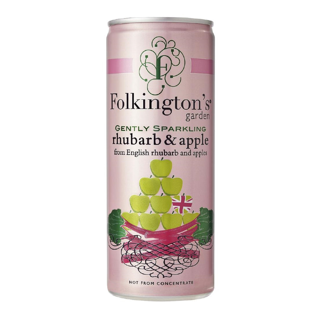 Folkington's Sparkling Drinks Rhubarb & Apple Can 250ml (Pack of 12) - FU469  Folkington's Garden   