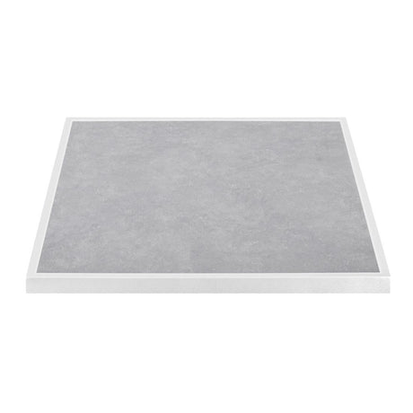 Bolero Light Grey Stone Effect Outdoor Tempered Glass Table Top White Trim 700mm - FU514 Stone Effect Table Tops Bolero   
