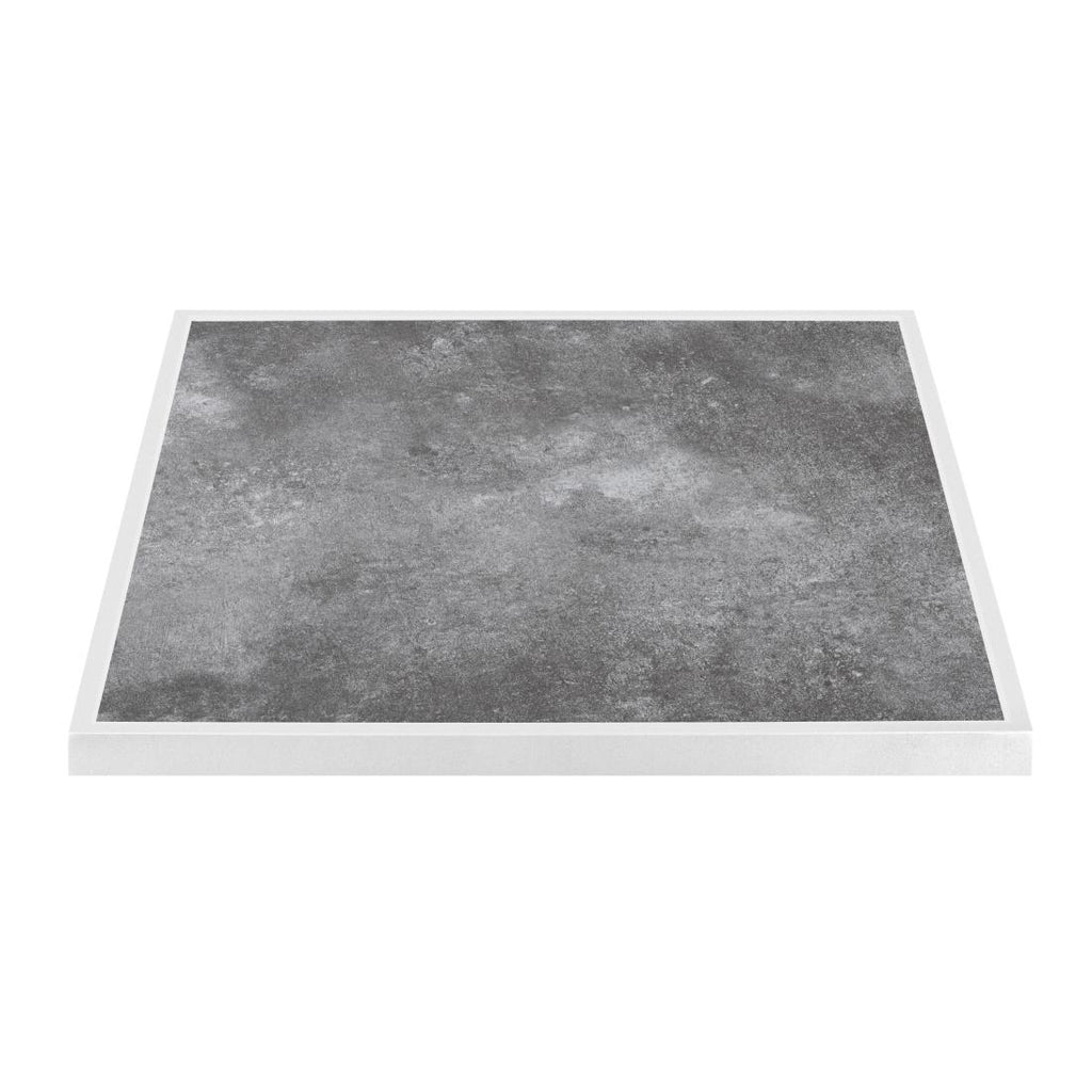 Bolero Dark Stone Effect Outdoor Tempered Glass Table Top White Trim - 700mm - FU517 Stone Effect Table Tops Bolero   