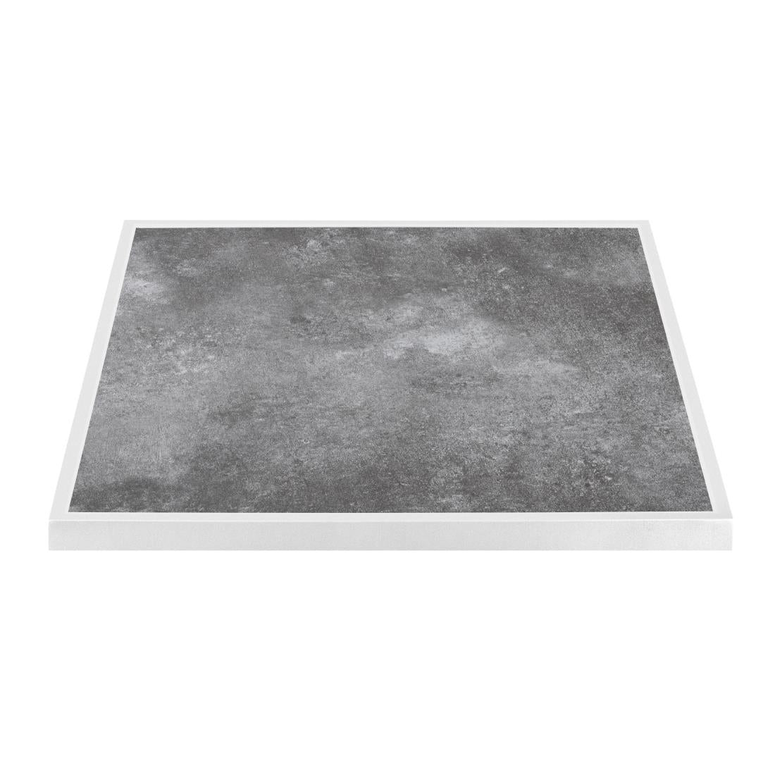 Bolero Dark Stone Effect Outdoor Tempered Glass Table Top White Trim - 700mm - FU517 Stone Effect Table Tops Bolero   