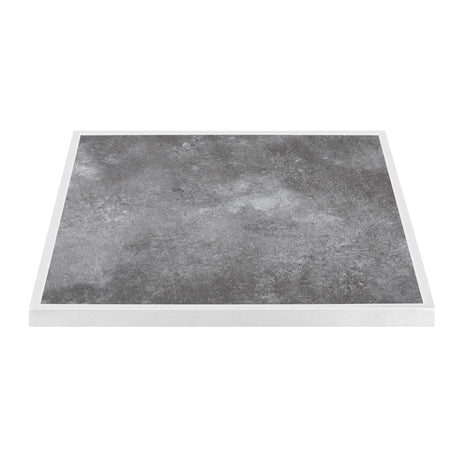 Bolero Dark Stone Effect Outdoor Tempered Glass Table Top White Trim - 700mm - FU517 Stone Effect Table Tops Bolero   