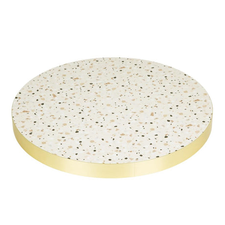 Bolero Terrazzo Style Round Table Top 600mm - FU518 Stone Effect Table Tops Bolero   