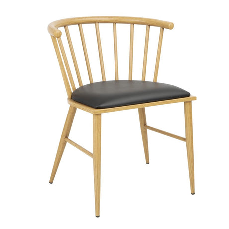 Bolero Harrowdene Padded Metal Side Chairs Wood Effect (Pack of 2) - FU528 Wooden Dining Chairs Bolero   