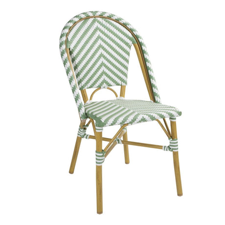 Bolero Parisian Style Rattan Side Chair Light Green (Pack of 2) - FU535 Rattan & Wicker Effect Chairs Bolero   