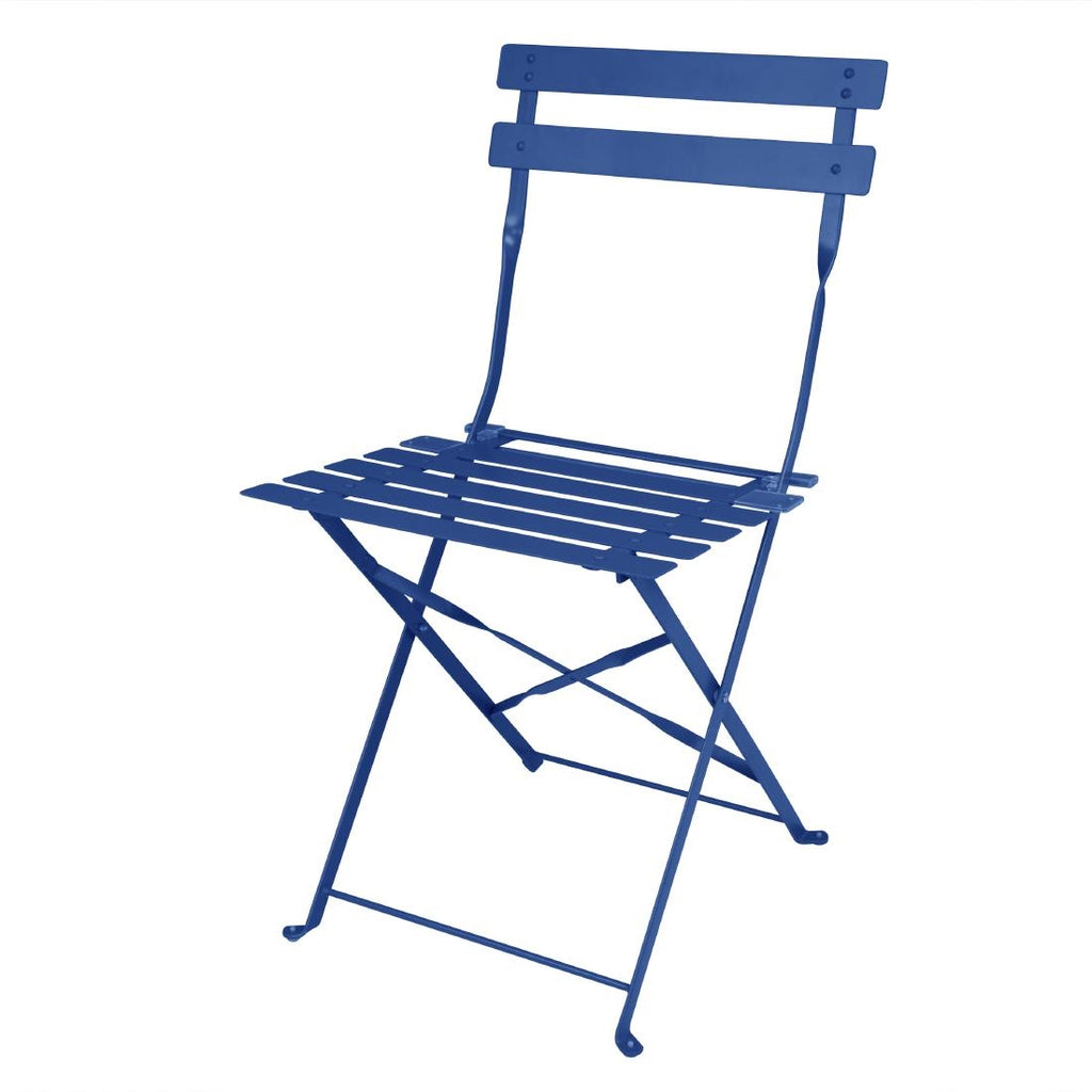 Bolero Perth Pavement Style Folding Chairs Dark Navy (Pack of 2) - FU541  Bolero   