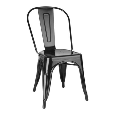 Bolero Bistro Steel Side Chairs Black (Pack of 4) - FW508 Metal Dining Chairs Bolero   