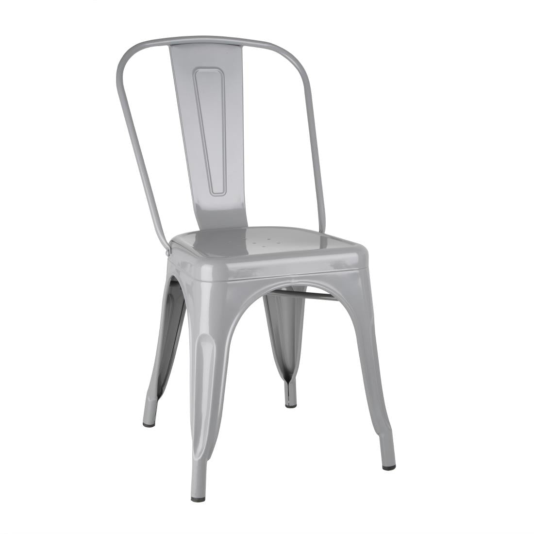 Bolero Bistro Steel Side Chairs Grey (Pack of 4) - FW509 Metal Dining Chairs Bolero   