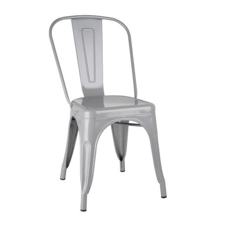 Bolero Bistro Steel Side Chairs Grey (Pack of 4) - FW509 Metal Dining Chairs Bolero   