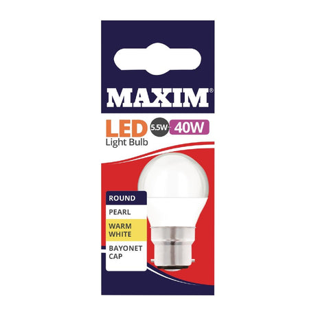 Maxim LED Round BC Warm White Light Bulb 6/40w - FW510  Status   