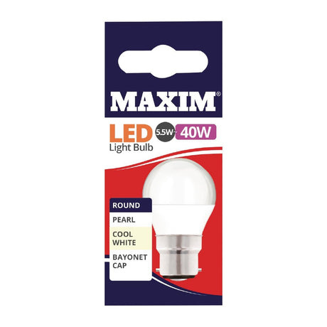 Maxim LED Round BC Cool White Light Bulb 6/40w - FW514  Status   