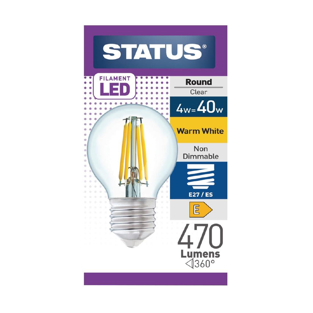 Status Filament LED Round ES Warm White Light Bulb 4/40w - FW523  Status   
