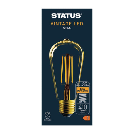 Status 320 Lumens Pear Golden Light Bulb Crystalite Antique LED ST64 ES 4w - FW528  Status   
