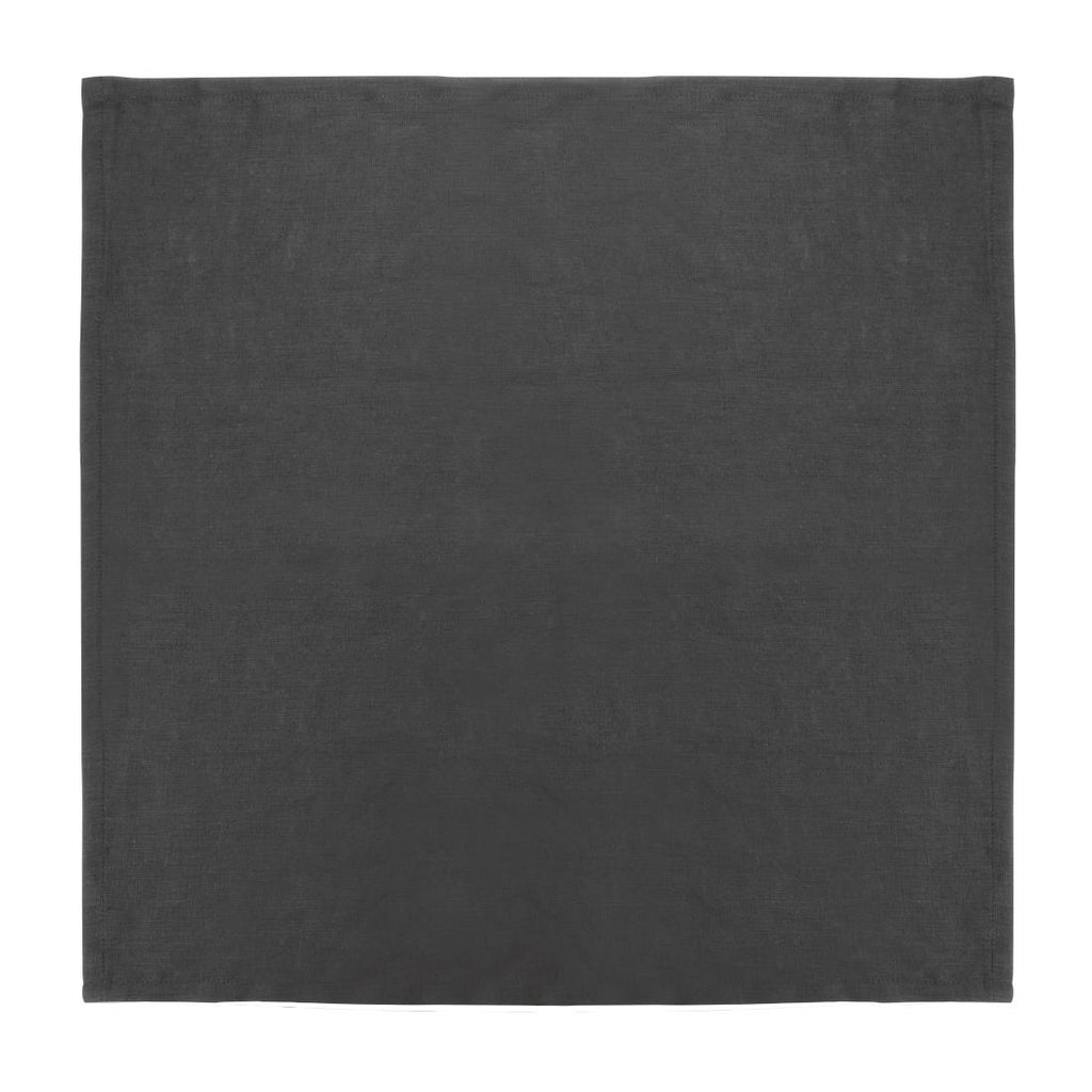 Olympia Linen Table Napkin Black 400x400mm (Pack of 12) - FW697  Olympia   