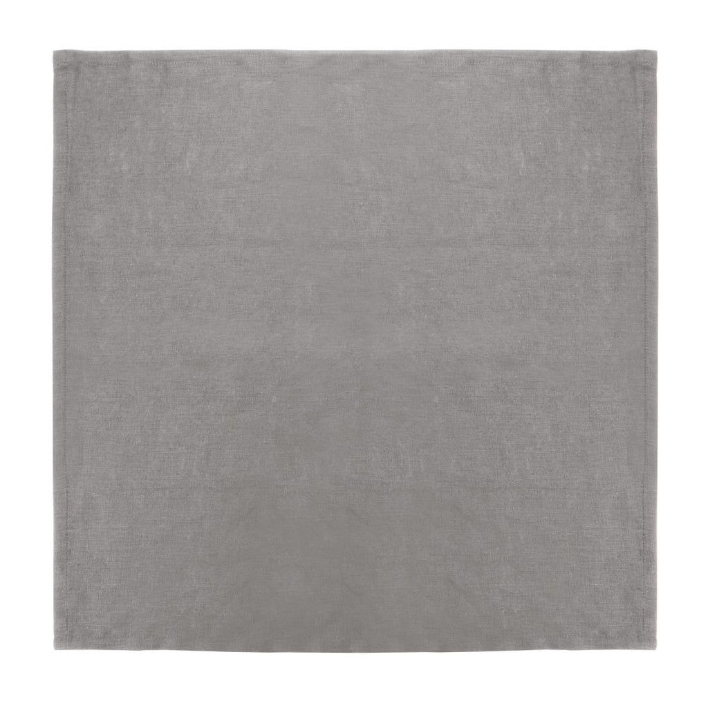 Olympia Linen Table Napkin Grey 400x400mm (Pack of 12) - FW698  Olympia   
