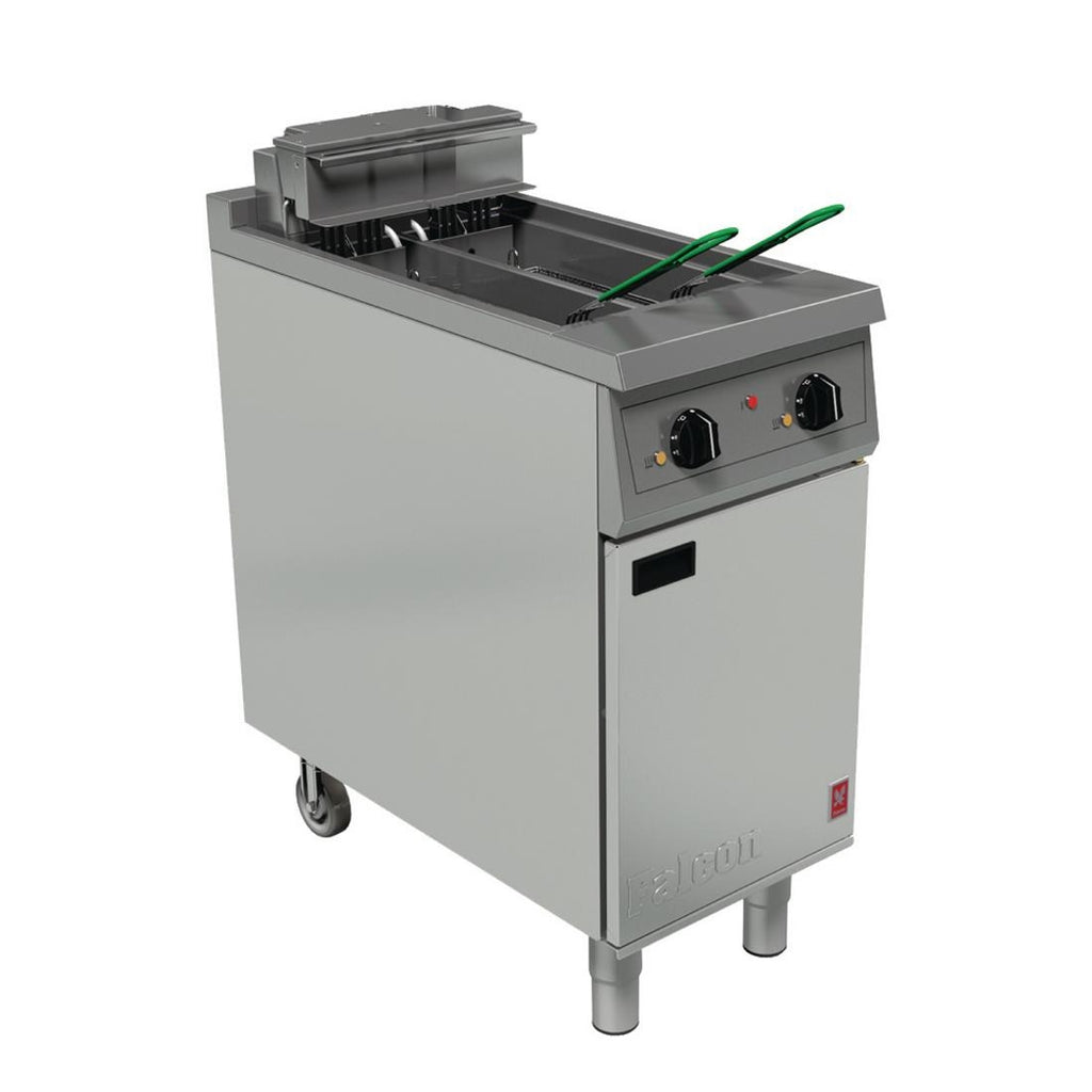 Falcon 400 Series Twin Pan Twin Basket Electric Fryer with Twin Filtration & Fryer Angel - FW753  Falcon   