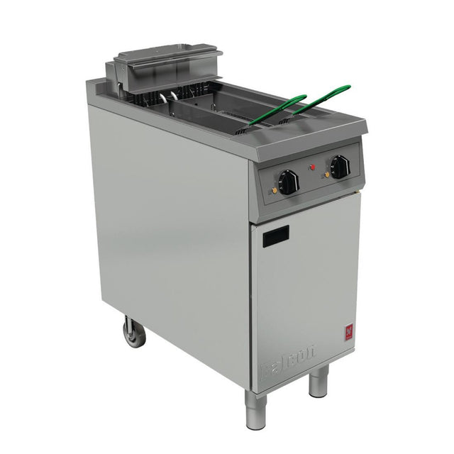 Falcon 400 Series Twin Pan Twin Basket Electric Fryer with Twin Filtration & Fryer Angel - FW753  Falcon   