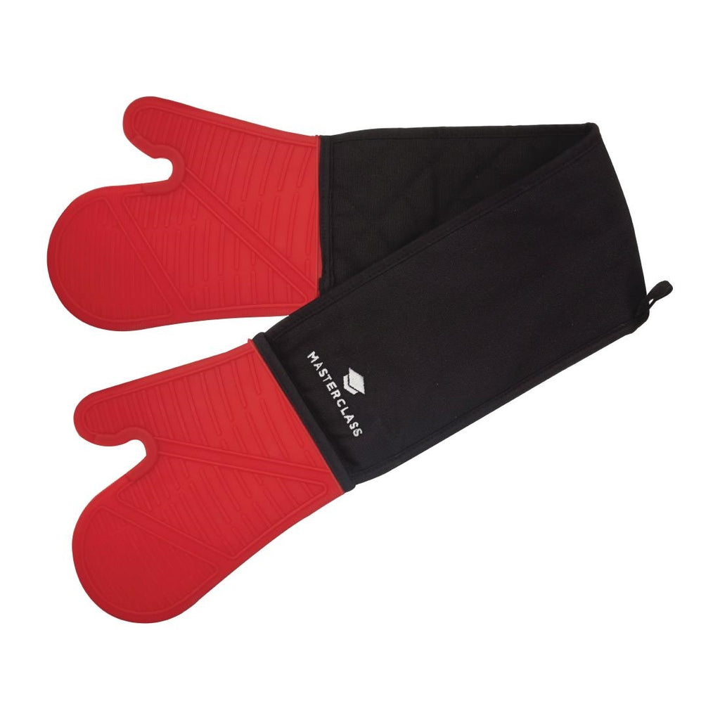 MasterClass Seamless Silicone Double Oven Glove Red - FW884  Master Class   
