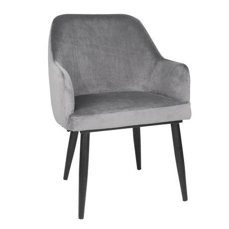 Bolero Lia Velvet Effect Chairs Grey (Set of 2) - FX071 Upholstered Dining Chairs Bolero   