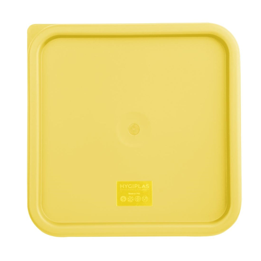 Hygiplas Square Food Storage Container Lid Yellow Large - FX139  Hygiplas   