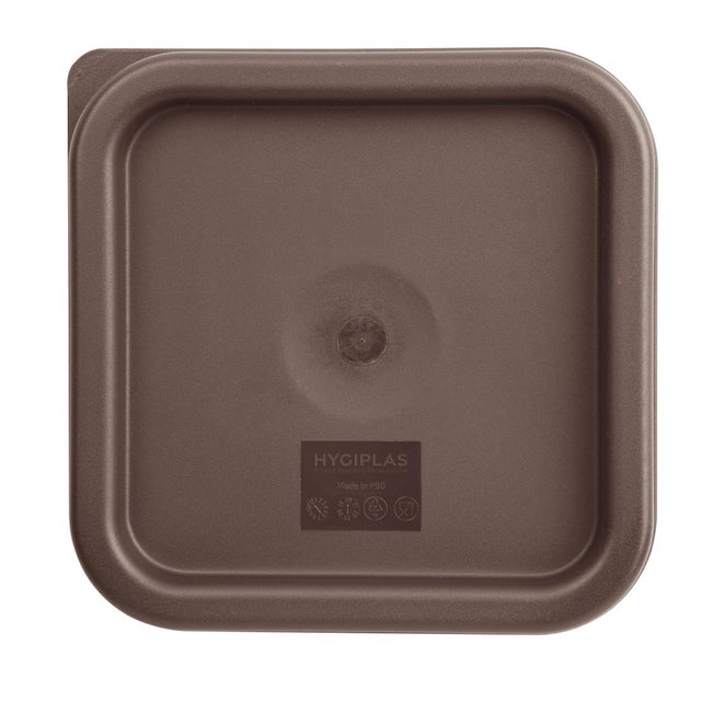 Hygiplas Square Food Storage Container Lid Brown Small - FX140  Hygiplas   