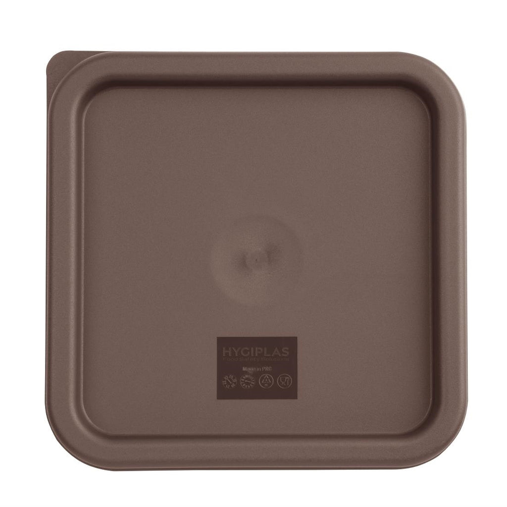 Hygiplas Square Food Storage Container Lid Brown Medium - FX141  Hygiplas   