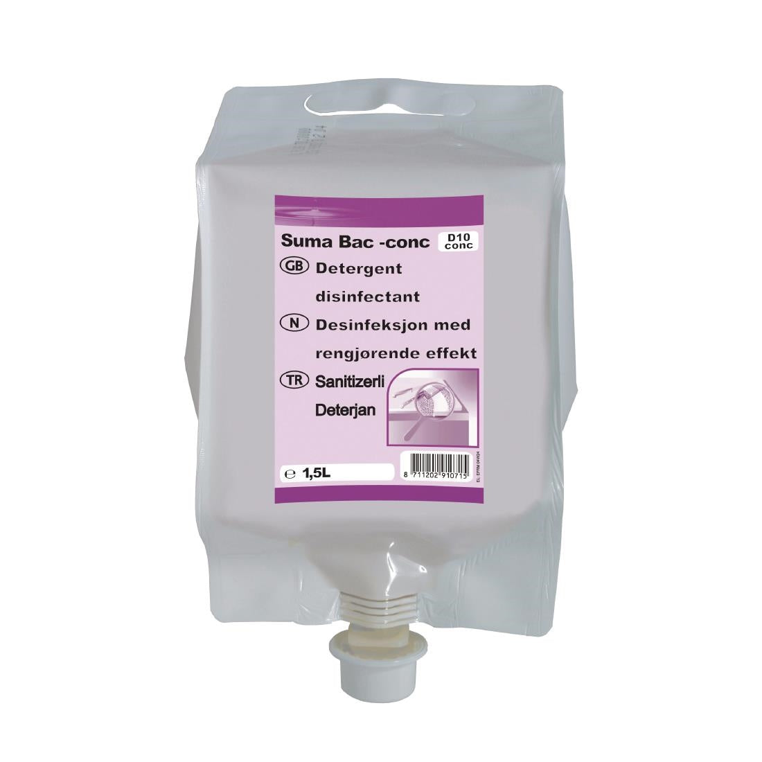 Suma Bac D10 Cleaner and Disinfectant Super Concentrate 1.5Ltr - CX805  Diversey   