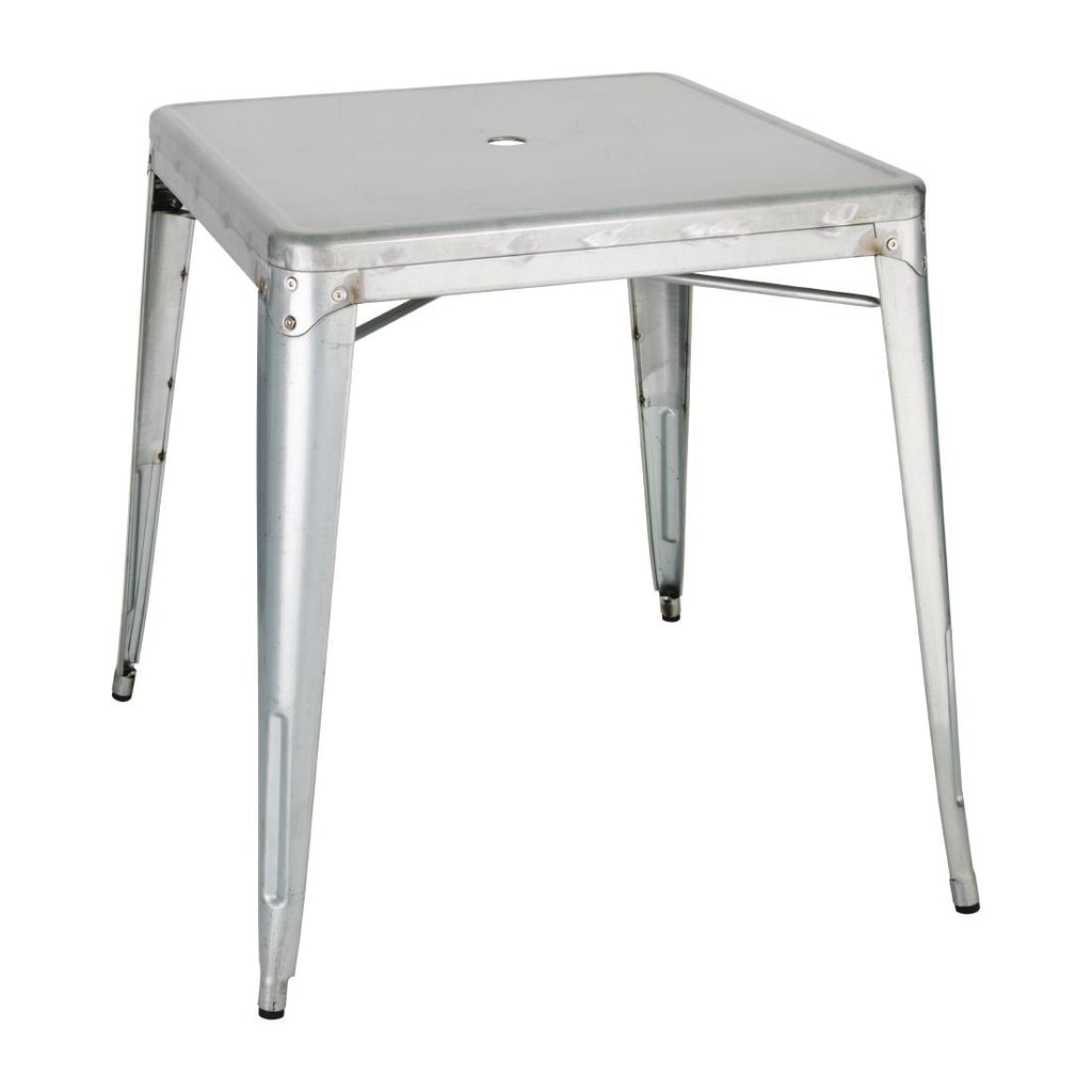 Bolero Bistro Galvanised Steel Square Table 668mm (Single) - GC866 Steel Tables Bolero   