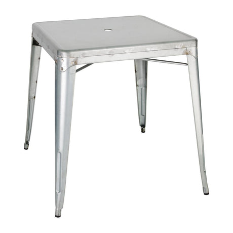 Bolero Bistro Galvanised Steel Square Table 668mm (Single) - GC866 Steel Tables Bolero   