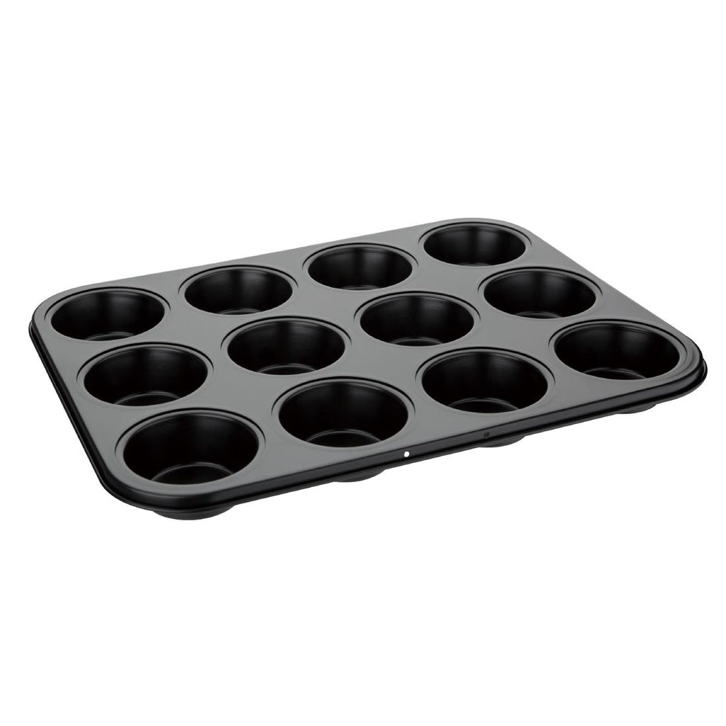 Vogue Carbon Steel Non-Stick Muffin Tray 12 Cup - GD011  Vogue   
