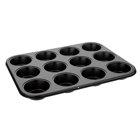 Vogue Carbon Steel Non-Stick Muffin Tray 12 Cup - GD011  Vogue   